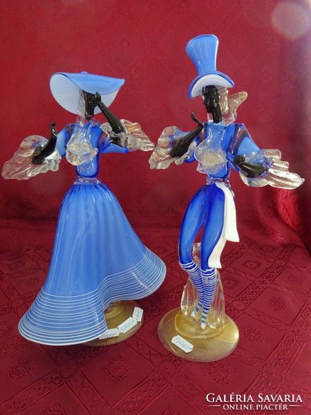 Murano glass, dancing lady in blue dress, height 30 cm. The male figure is on a different number. He has!