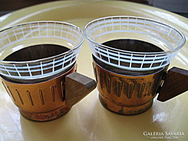 2 art deco tea and coffee glasses in one