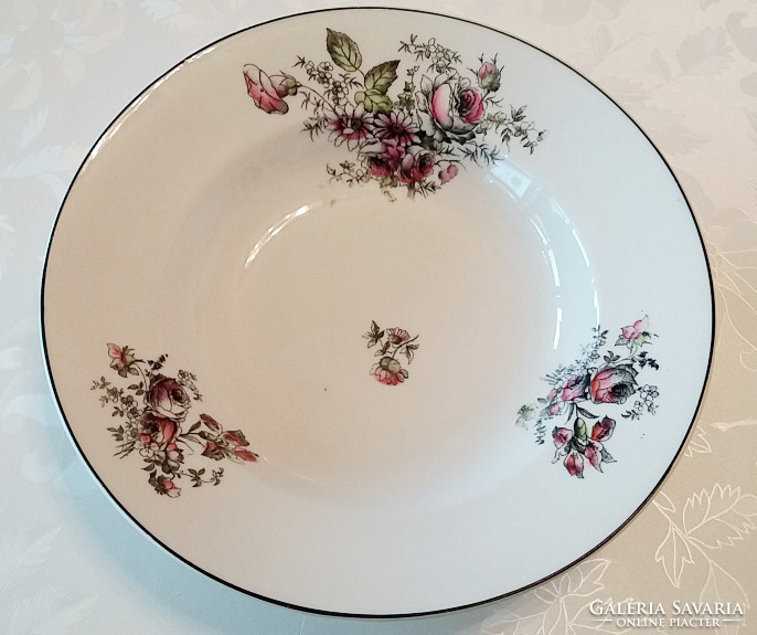 Old vintage porcelain wall plate with pink decorative plate with floral plate 23 cm