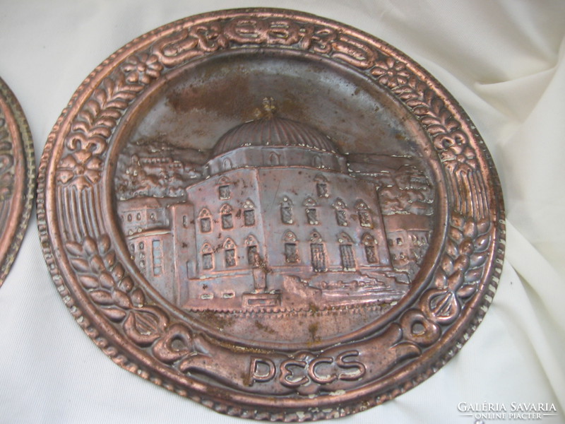 Pécs old metal souvenir decorative wall bowl