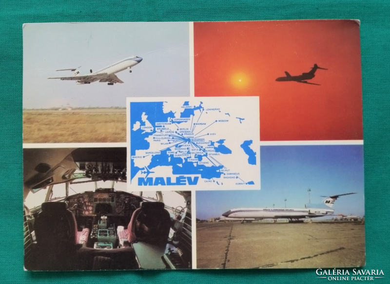 MALÉV, repülő, reklám, postatiszta képeslap