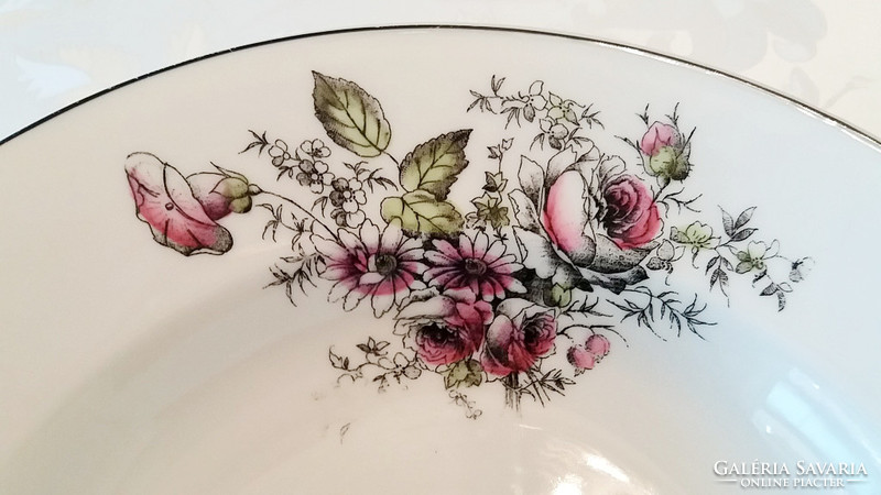 Old vintage porcelain wall plate with pink decorative plate with floral plate 23 cm
