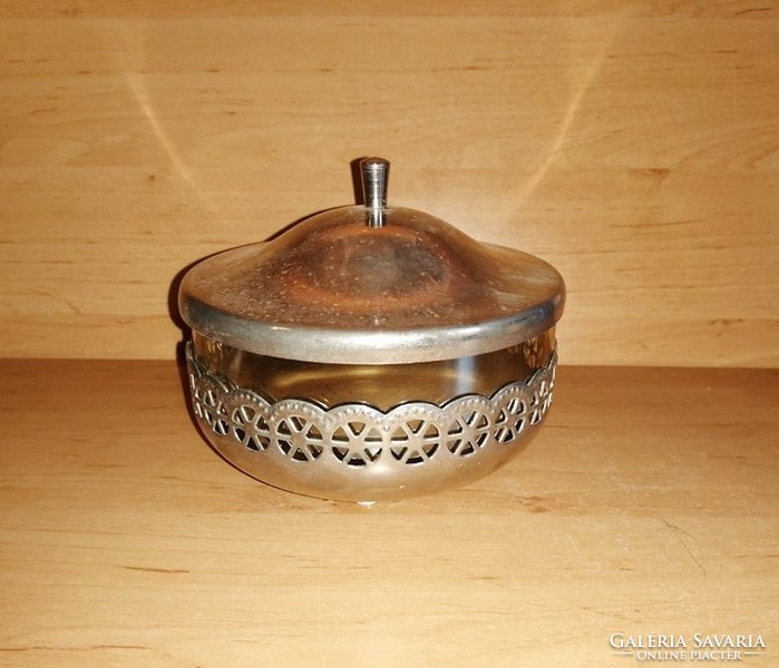Bonbonier (20 / d) metal sugar holder with antique glass lid