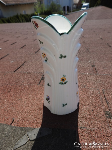 Old ribbed gmundner ceramic vase with small floral pattern