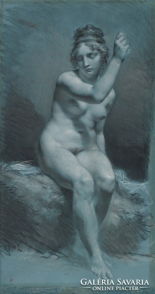 Pierre prud'hon - sitting female nude - reprint
