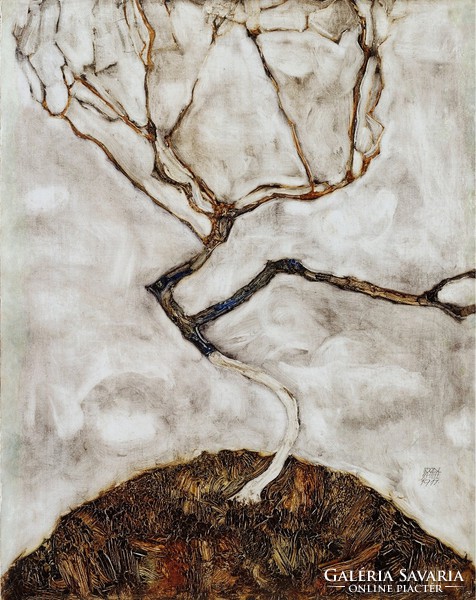 Egon Schiele - Kis fa késő ősszel - vászon reprint vakrámán