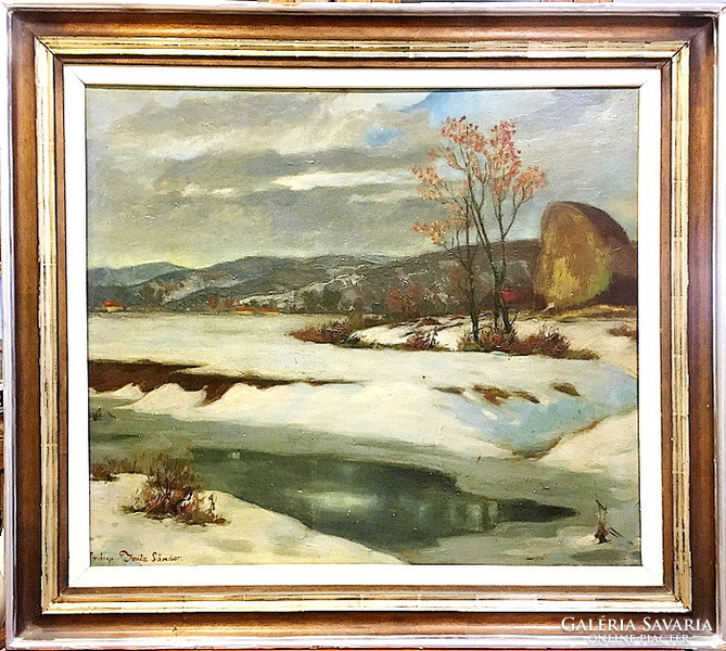 Sándor Iritz (1890 - 1975): snowy landscape around Baia Mare, 67.5 x 80.5 cm