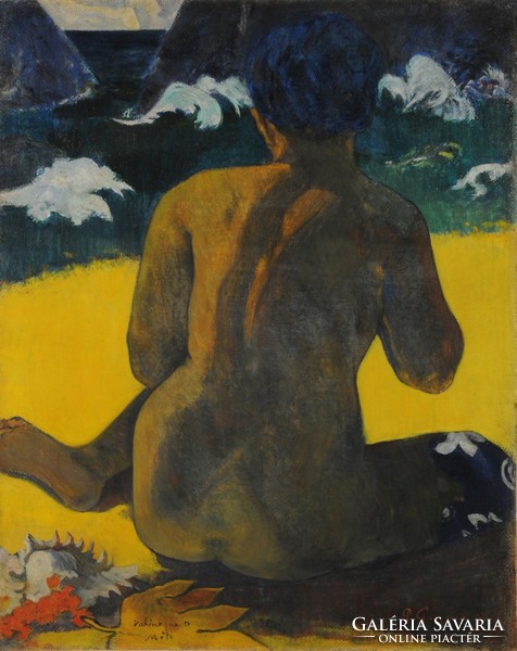 Paul Gauguin - Nő a tengerparton - vászon reprint vakrámán
