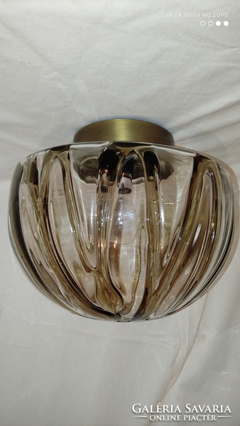 Vintage keuco ceiling lamp 1970s bronze with gold marbled shade