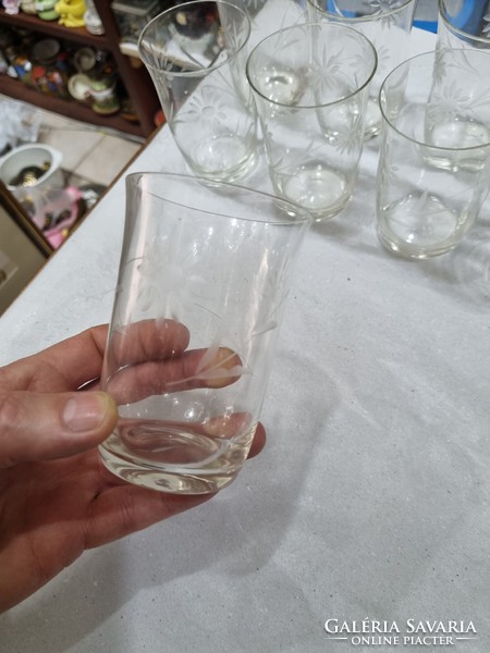 9 pcs old polished glass cups