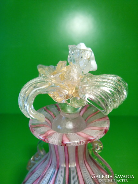 Murano latticino ribbon perfume bottle with damaged stopper