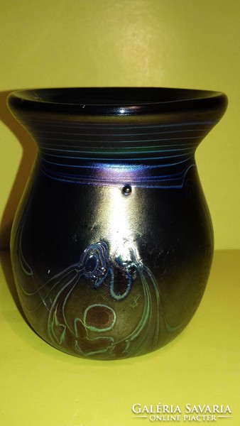 ERWIN EISCH jelzett ritka studio dizájn üveg váza