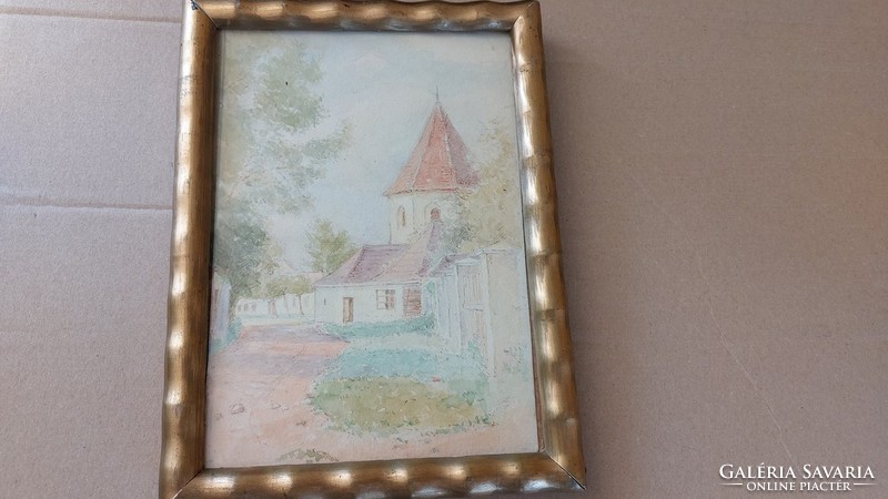 (K) nice small watercolor painting with 22x17 cm frame