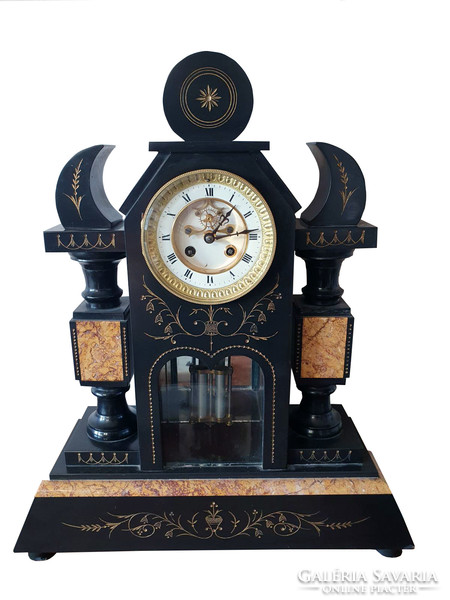 Brocot dam antique marble fireplace clock furniture clock set