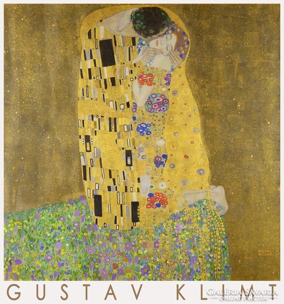Gustav Klimt A csók 1908 szecesszió art nouveau művészeti plakát arany szerelmes pár férfi nő alak