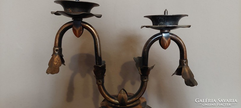 Very old bronzed copper candle holder