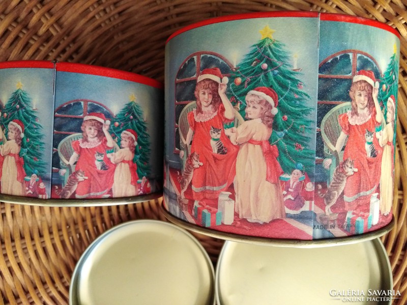Christmas tin boxes - vintage style / 2 pcs