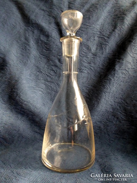 Antik, nagy csiszolt üveg kiöntő üveg dugóval  30 cm