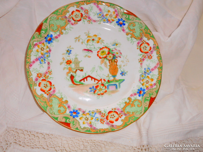 Antik  kézzel festett chínai ,famille verte minta - porcelán  tányér  22 cm ( Minton?)
