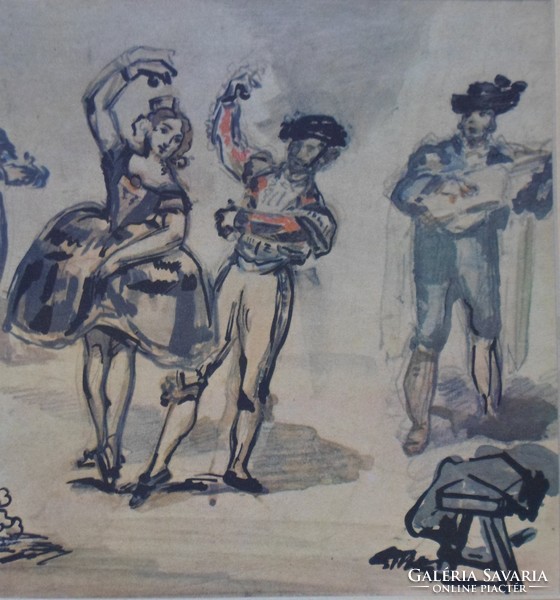 Manet: Spanyol balett c. festményének antik reprodukciója
