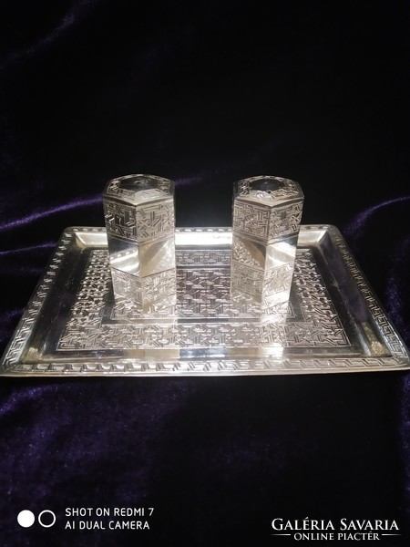 Persian silver (875) spice spreader with paired serving tray