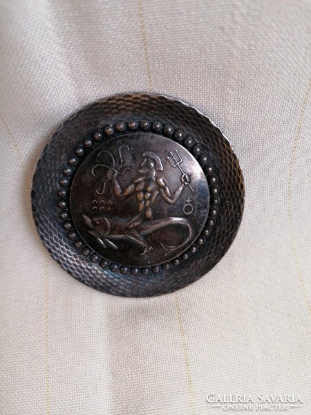 Silver plated applied brooch