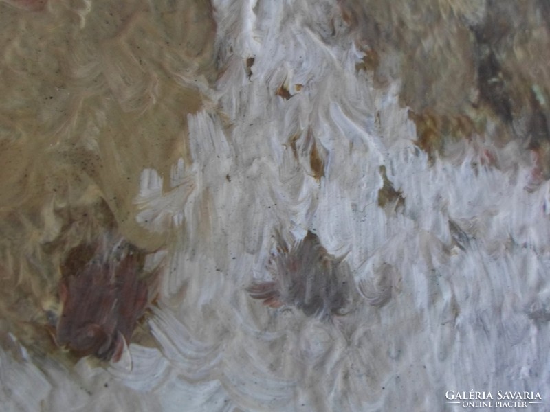 Régi szignált olaj farost festmény  47 x 41 cm