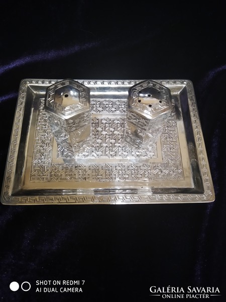 Persian silver (875) spice spreader with paired serving tray