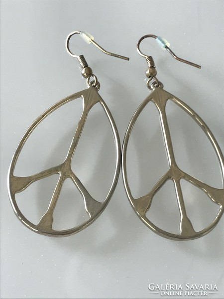 Fashionable earrings with peace sign, 6 cm long