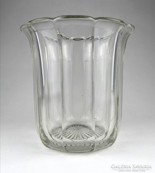 1I298 Régi art deco fodros szélű üveg váza kaspó