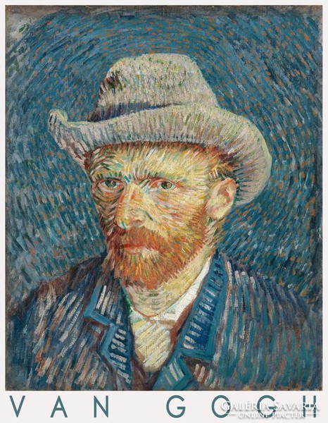 Van Gogh Önarckép 1887 művészeti plakát holland festmény szürke kalap férfi festő portré szakáll