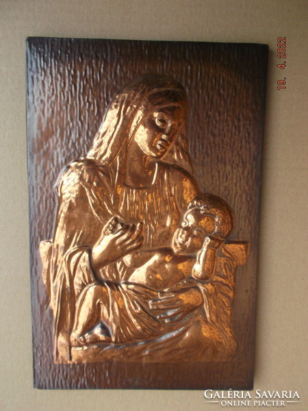 Mother with Child - Old Copper Embossed Wall Mural --- 1 ---