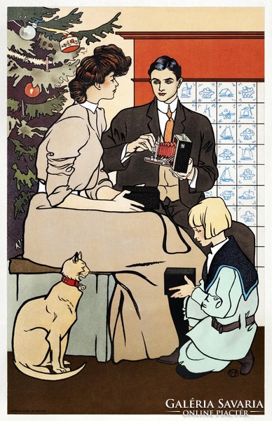 Edward Penfield - Vintidzs karácsony - vászon reprint vakrámán