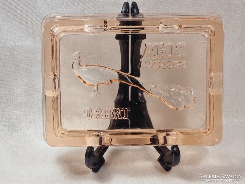 Rosalin üveg ATOS  Orient páva hamutartó.  50-es 60-as évek.  Hibátlan gyűjtő db.