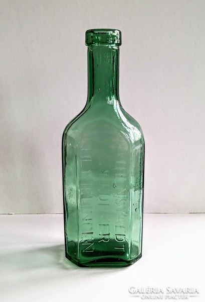 Old convex inscription green pharmacy bottle 19cm