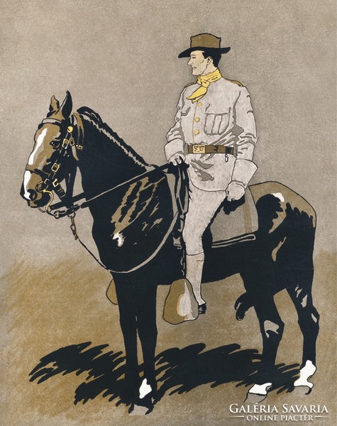 Edward Penfield - Lovas katona - vászon reprint vakrámán