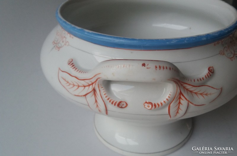 Old bowl porcelain base soup bowl folk comma vintage offering