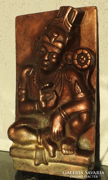 Buddha - antique bronze metal mural