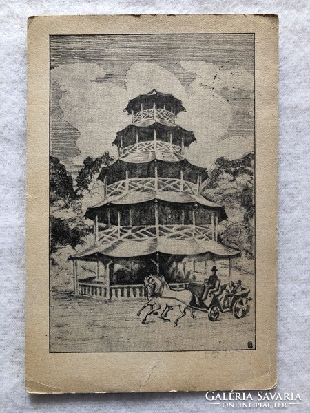 Antik München - Kínai torony képeslap
