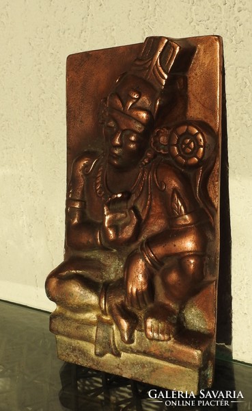 Buddha - antique bronze metal mural