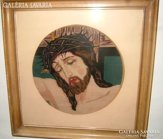 Jesus - antique needle tapestry