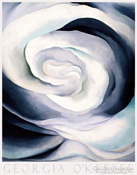 Modern művészeti plakát Georgia O'Keeffe Fehér rózsa 1926 absztrakt minimalista virág festmény makro