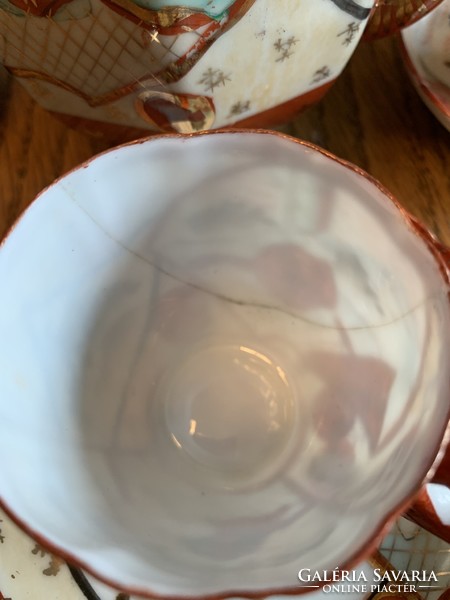 Hiánytalan japán porcelán teáskészlet - Kutani manufaktúra , XX. sz. eleje - olcsóbb lett