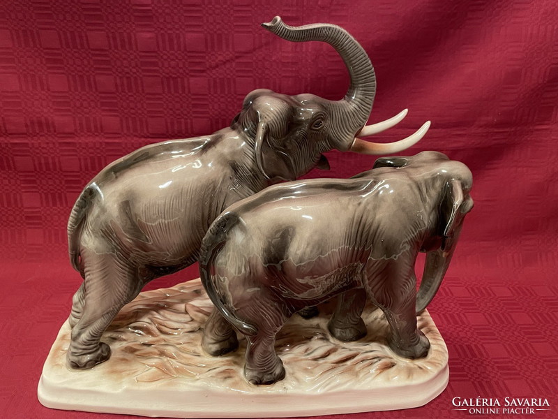 Large porcelain elephant family