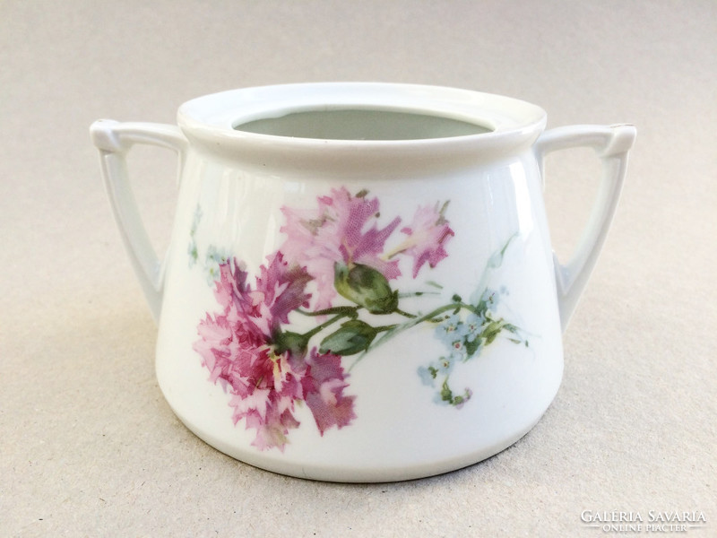 Art Nouveau old porcelain carnation pattern sugar bowl