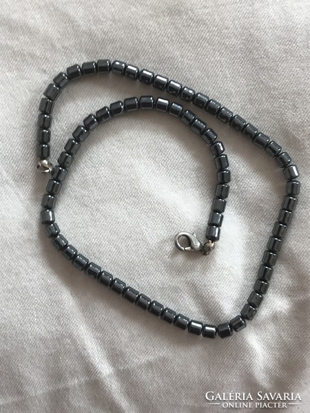 Hematite necklace with metal clasp