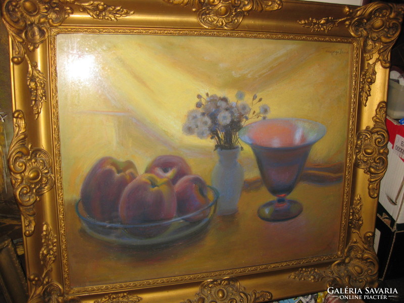 TUNYOGI SZŰCS SÁNDOR (1890 - 1974) Asztali csendélet almákkal virágokkal