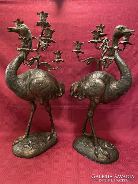 Old, huge, ostrich candlestick pair 68cm !!!!