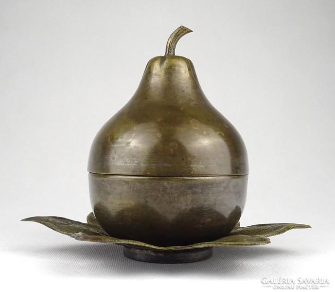 1I333 old pear shaped copper sugar bowl bonbonier 18 x 14.5 Cm