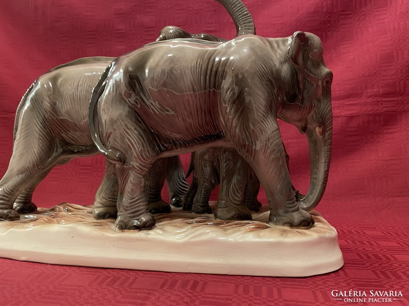 Large porcelain elephant family